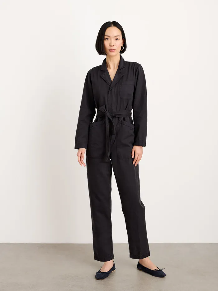 Women Alex Mill Jumpsuits Standard Zip Jumpsuit In Drapey Cotton Twill Black