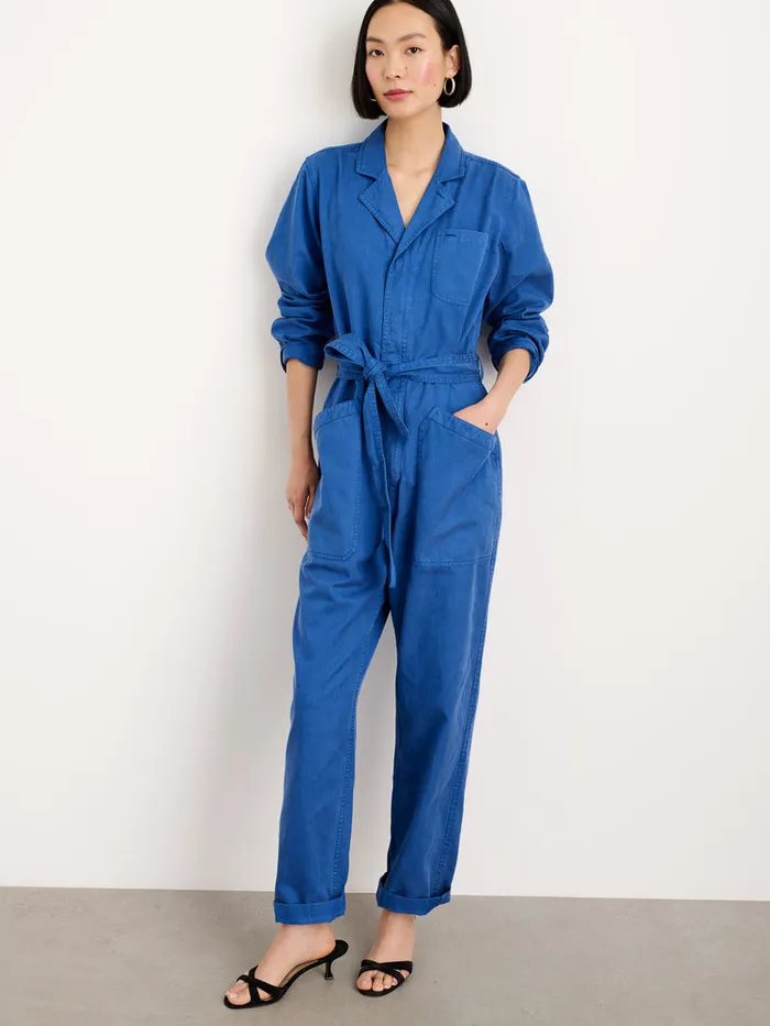 Women Alex Mill Jumpsuits Standard Zip Jumpsuit In Drapey Cotton Twill Washed Cobalt Women Alex Mill Jumpsuits Standard Zip Jumpsuit In Drapey Cotton Twill Washed Cobalt