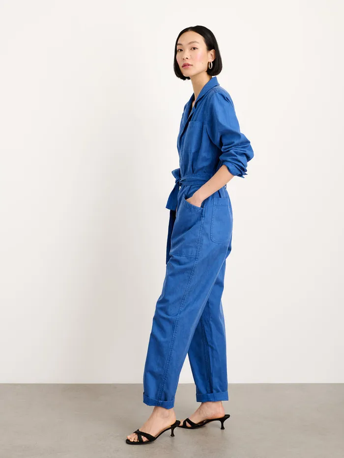 Women Alex Mill Jumpsuits Standard Zip Jumpsuit In Drapey Cotton Twill Washed Cobalt Women Alex Mill Jumpsuits Standard Zip Jumpsuit In Drapey Cotton Twill Washed Cobalt