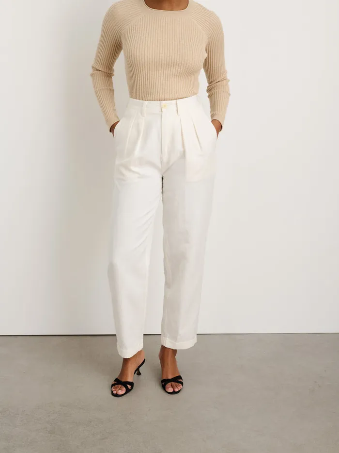 Women Alex Mill Pants Double Pleat Pant In Twill Ecru