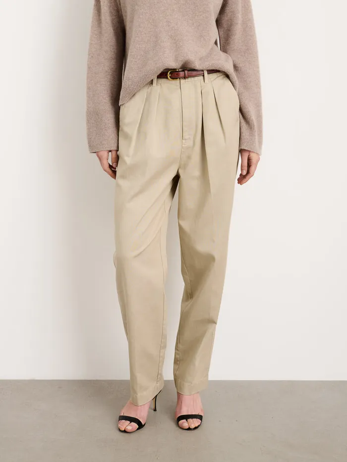 Women Alex Mill Pants Keaton Double Pleat Pant In Twill Putty