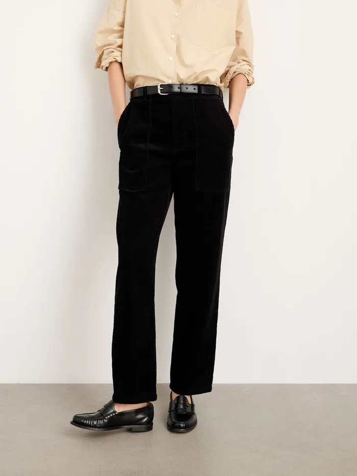 Women Alex Mill Pants Neil Straight Leg Pant In Corduroy Black