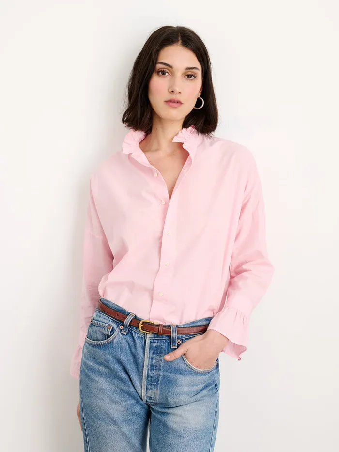 Women Alex Mill Shirts Tops Easy Ruffle Shirt In Cotton