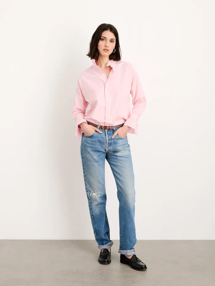 Women Alex Mill Shirts Tops Easy Ruffle Shirt In Cotton
