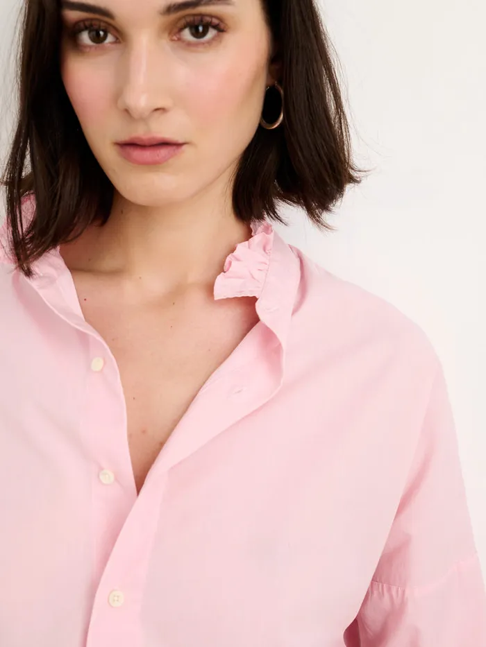 Women Alex Mill Shirts Tops Easy Ruffle Shirt In Cotton