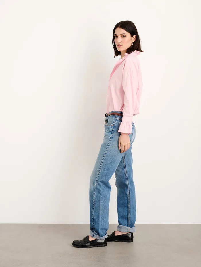 Women Alex Mill Shirts Tops Easy Ruffle Shirt In Cotton