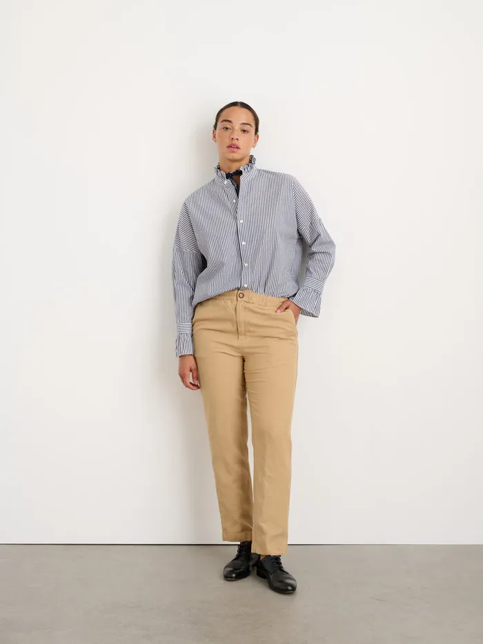 Women Alex Mill Shirts Tops Easy Ruffle Shirt In Skinny Stripe