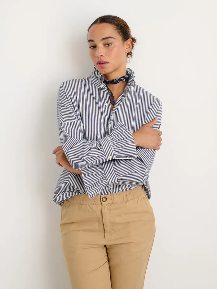 Women Alex Mill Shirts Tops Easy Ruffle Shirt In Skinny Stripe Women Alex Mill Shirts Tops Easy Ruffle Shirt In Skinny Stripe