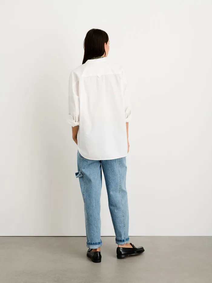Women Alex Mill Shirts Tops Jo Collarless Shirt In Paper Poplin