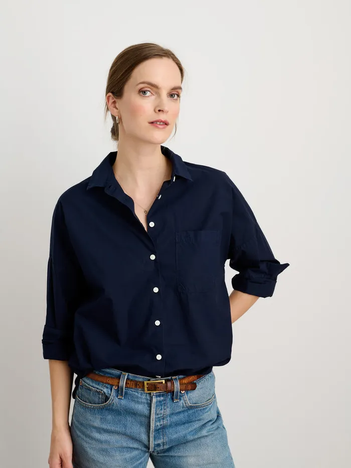 Women Alex Mill Shirts Tops Jo Shirt In Paper Poplin Dark Navy