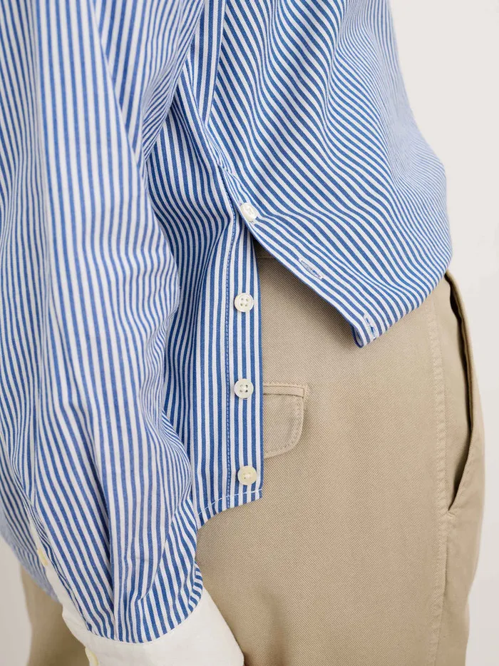 Women Alex Mill Shirts Tops Jo Striped Popover Shirt In Cotton Navy