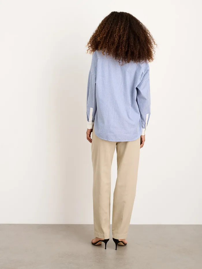 Women Alex Mill Shirts Tops Jo Striped Popover Shirt In Cotton Navy