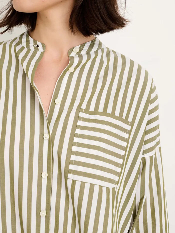 Women Alex Mill Shirts Tops Jo Striped Shirt In Cotton Olivewhite