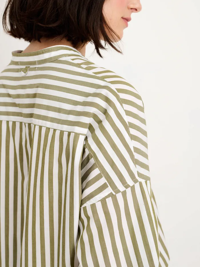 Women Alex Mill Shirts Tops Jo Striped Shirt In Cotton Olivewhite