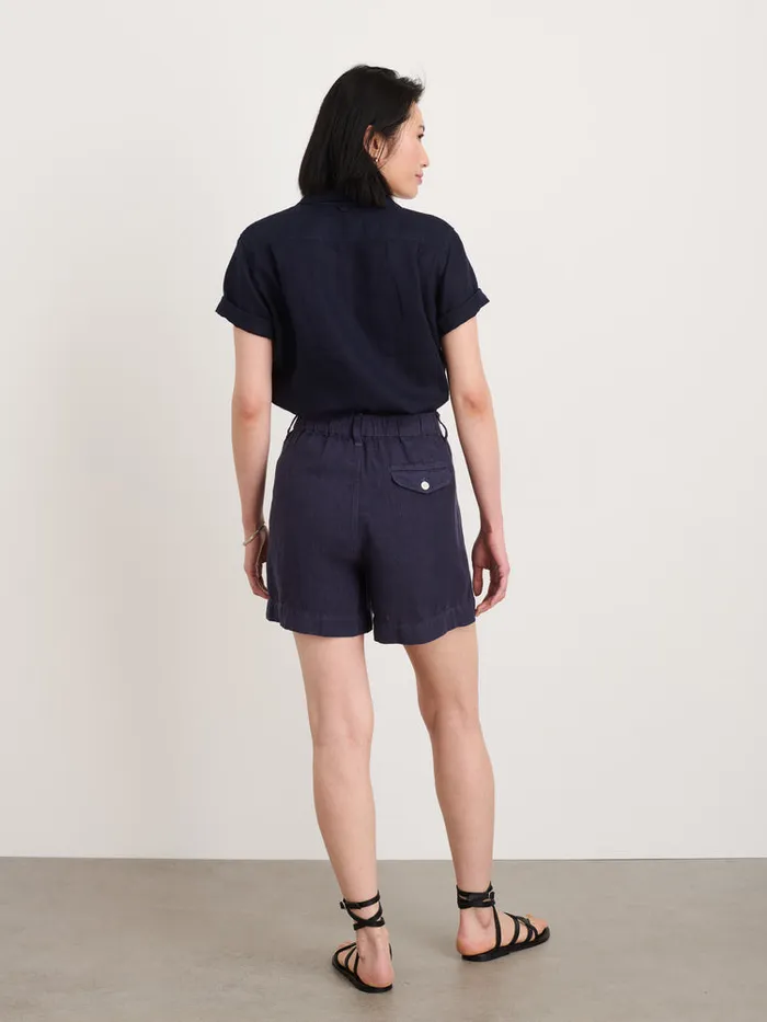 Women Alex Mill Shirts Tops Maddie Camp Shirt In Linen Dark Navy