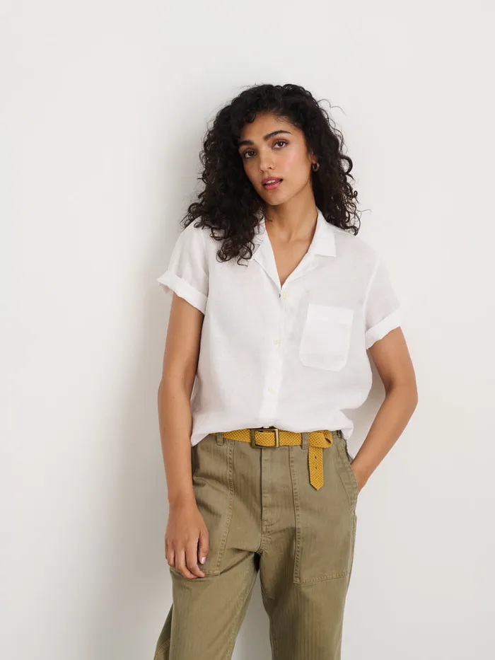 Women Alex Mill Shirts Tops Maddie Camp Shirt In Linen White