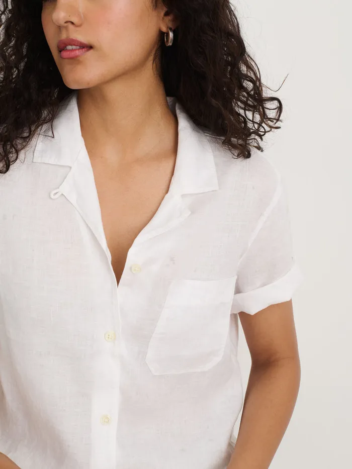 Women Alex Mill Shirts Tops Maddie Camp Shirt In Linen White