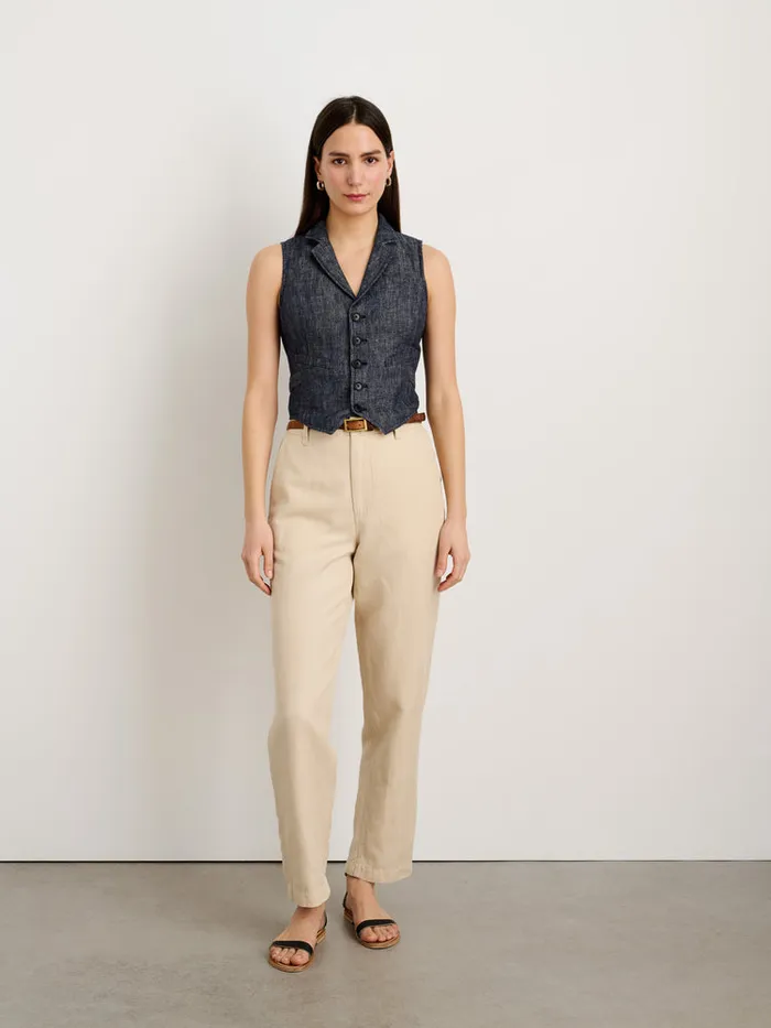 Women Alex Mill Shirts Tops Suitish Vest In Linen Herringbone