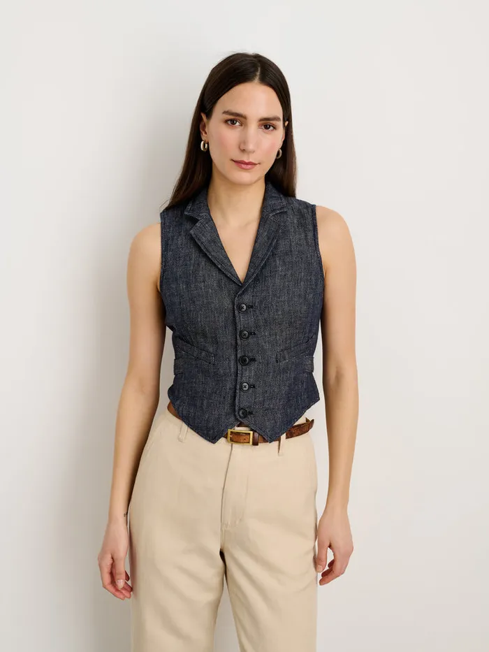 Women Alex Mill Shirts Tops Suitish Vest In Linen Herringbone