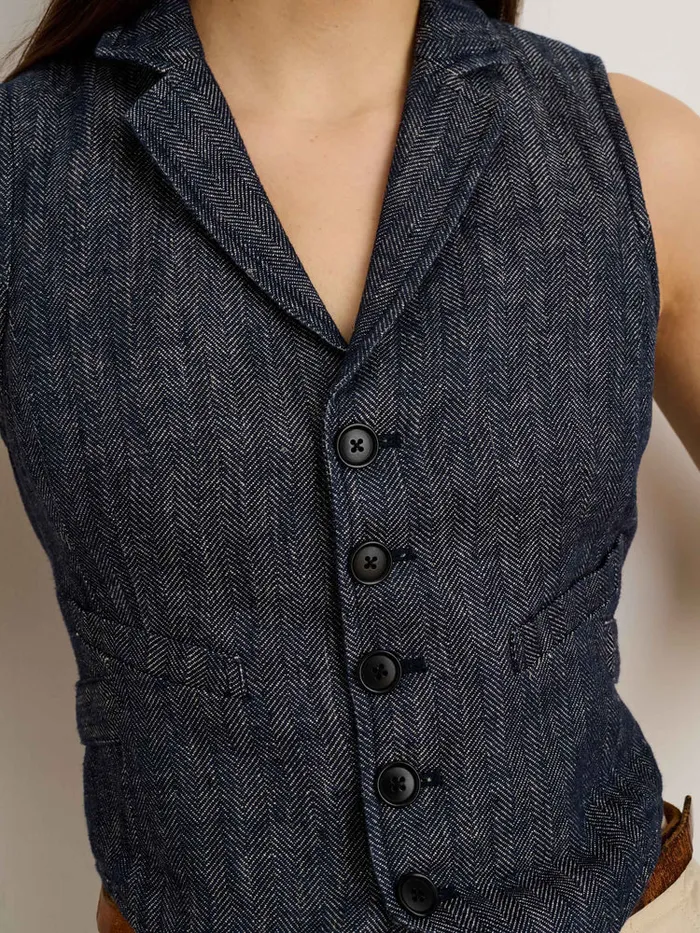 Women Alex Mill Shirts Tops Suitish Vest In Linen Herringbone