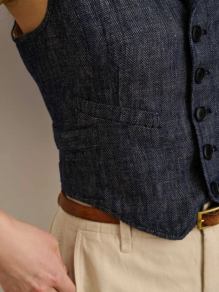 Women Alex Mill Shirts Tops Suitish Vest In Linen Herringbone