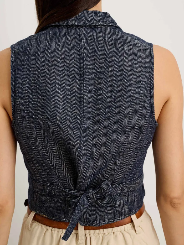 Women Alex Mill Shirts Tops Suitish Vest In Linen Herringbone