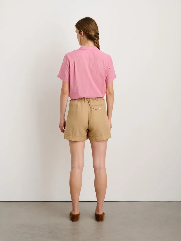 Women Alex Mill Shorts Pleated Shorts In Twill Vintage Khaki