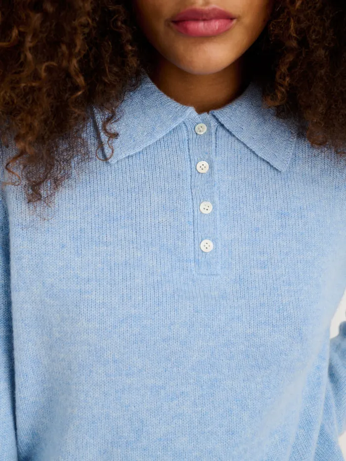 Women Alex Mill Sweaters Alice Polo In Cashmere Frost Blue