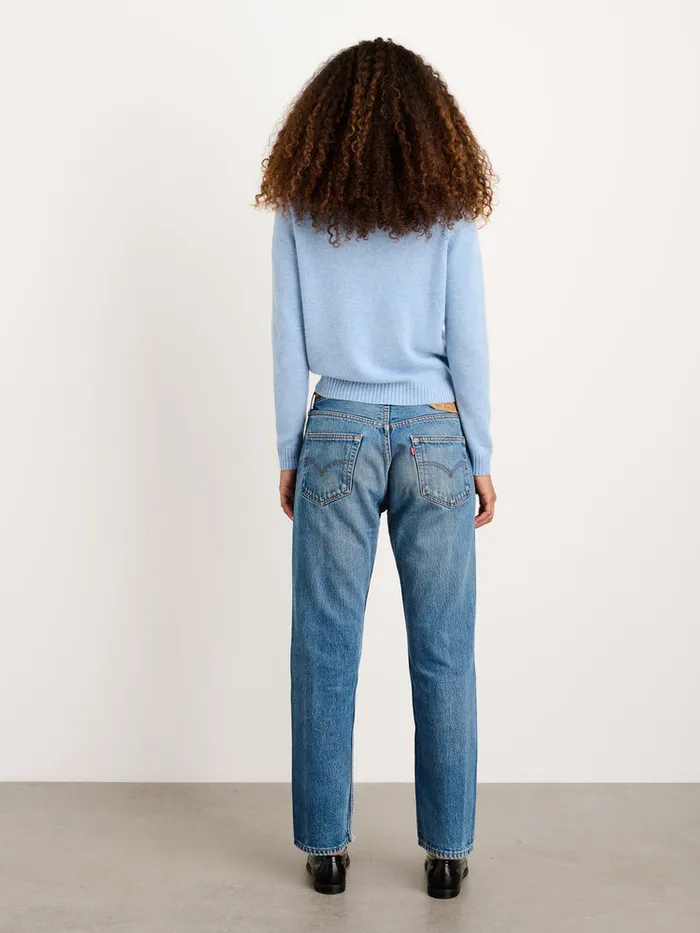 Women Alex Mill Sweaters Alice Polo In Cashmere Frost Blue
