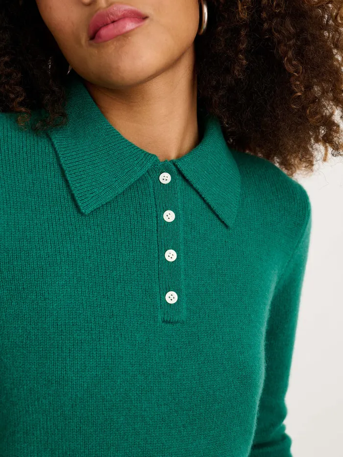 Women Alex Mill Sweaters Alice Polo In Cashmere Kelly Green