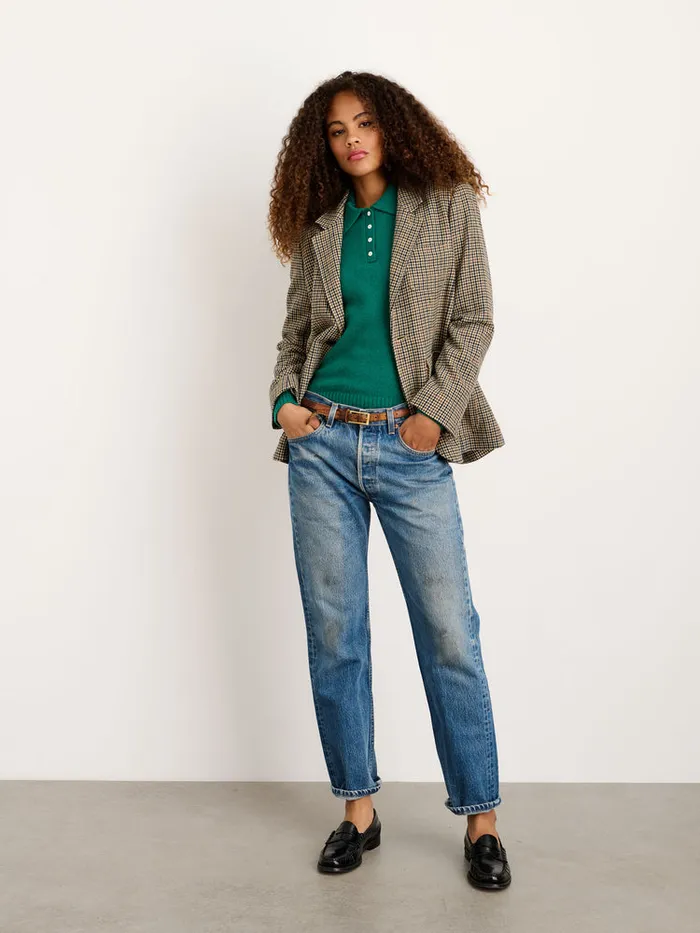 Women Alex Mill Sweaters Alice Polo In Cashmere Kelly Green
