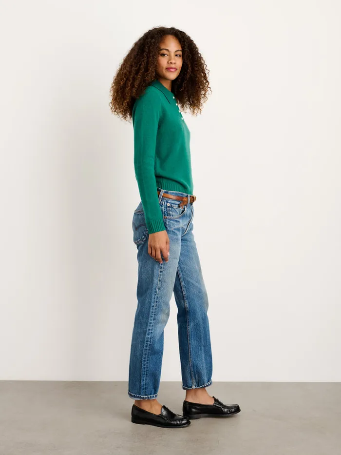 Women Alex Mill Sweaters Alice Polo In Cashmere Kelly Green