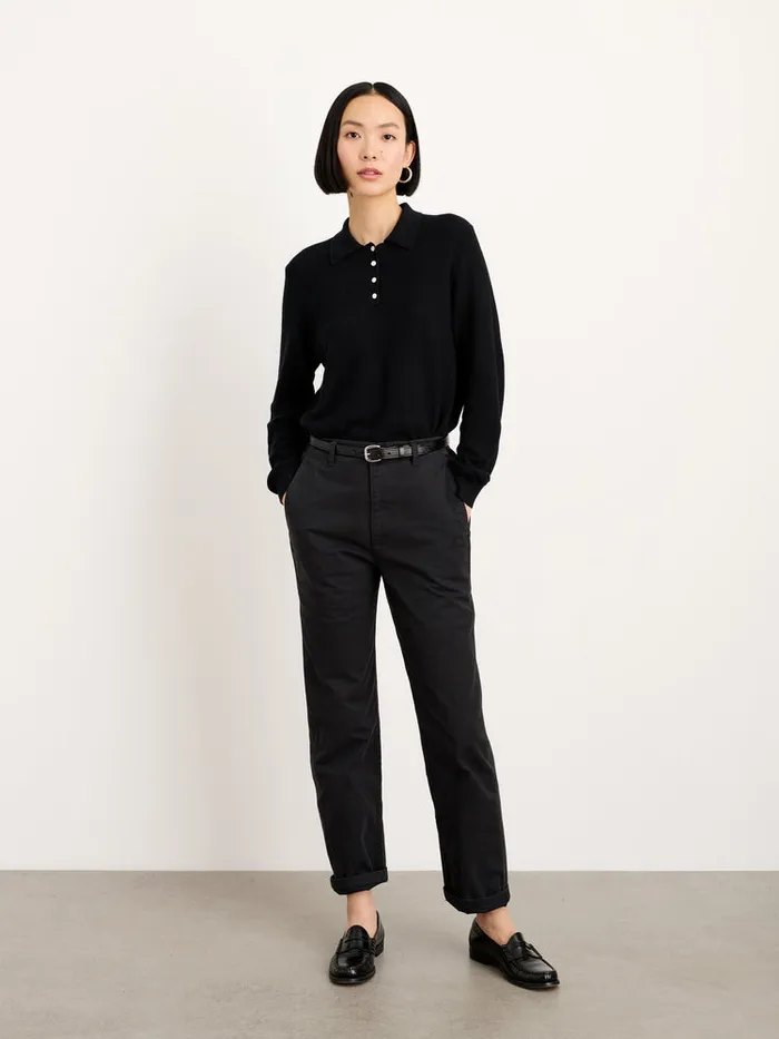 Women Alex Mill Sweaters Alice Polo Sweater In Cotton Black