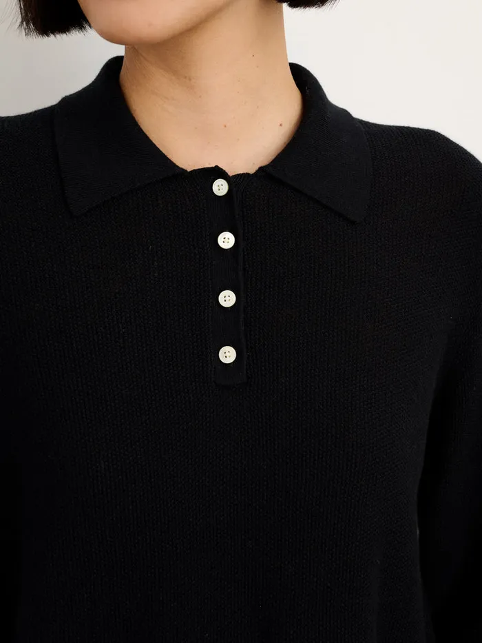 Women Alex Mill Sweaters Alice Polo Sweater In Cotton Black