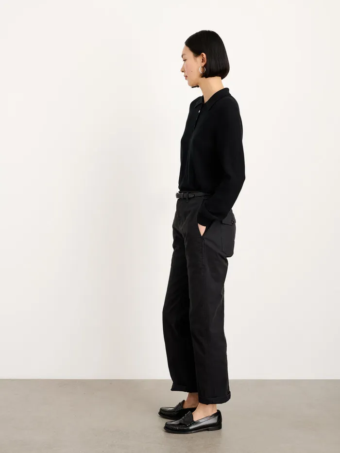 Women Alex Mill Sweaters Alice Polo Sweater In Cotton Black