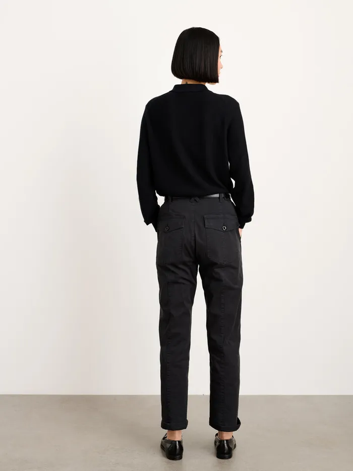 Women Alex Mill Sweaters Alice Polo Sweater In Cotton Black
