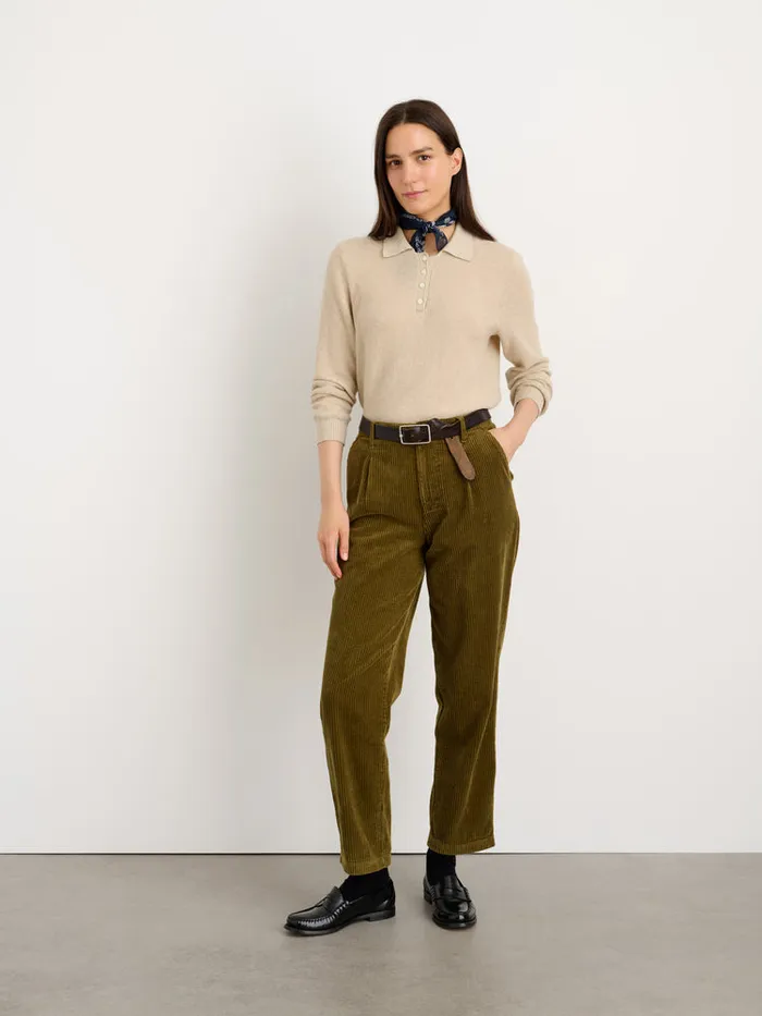 Women Alex Mill Sweaters Alice Polo Sweater In Cotton Driftwood