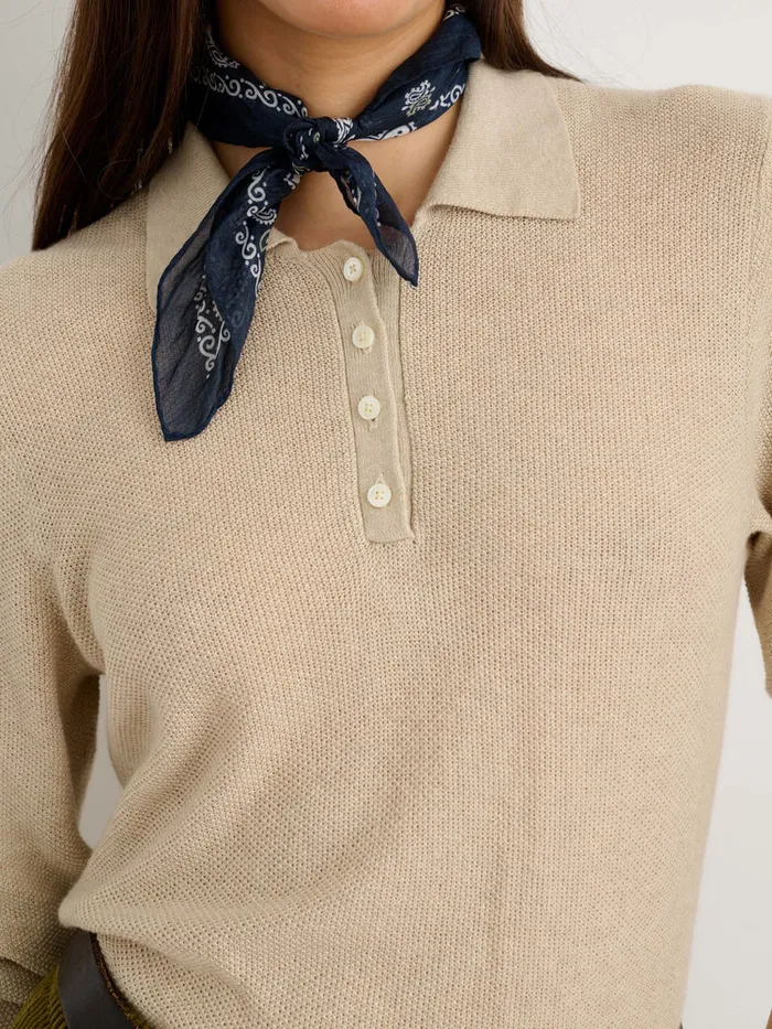 Women Alex Mill Sweaters Alice Polo Sweater In Cotton Driftwood