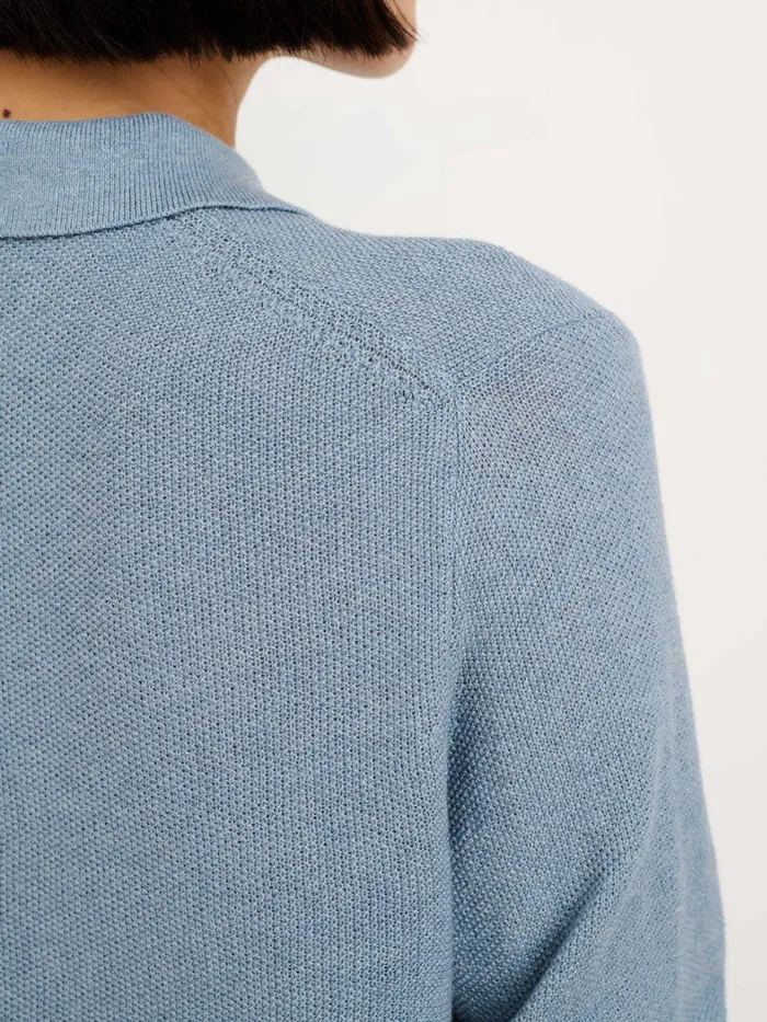 Women Alex Mill Sweaters Alice Polo Sweater In Cotton Stone Blue