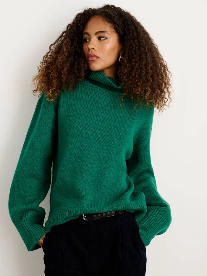 Women Alex Mill Sweaters Betty Turtleneck In Wool Evergreen