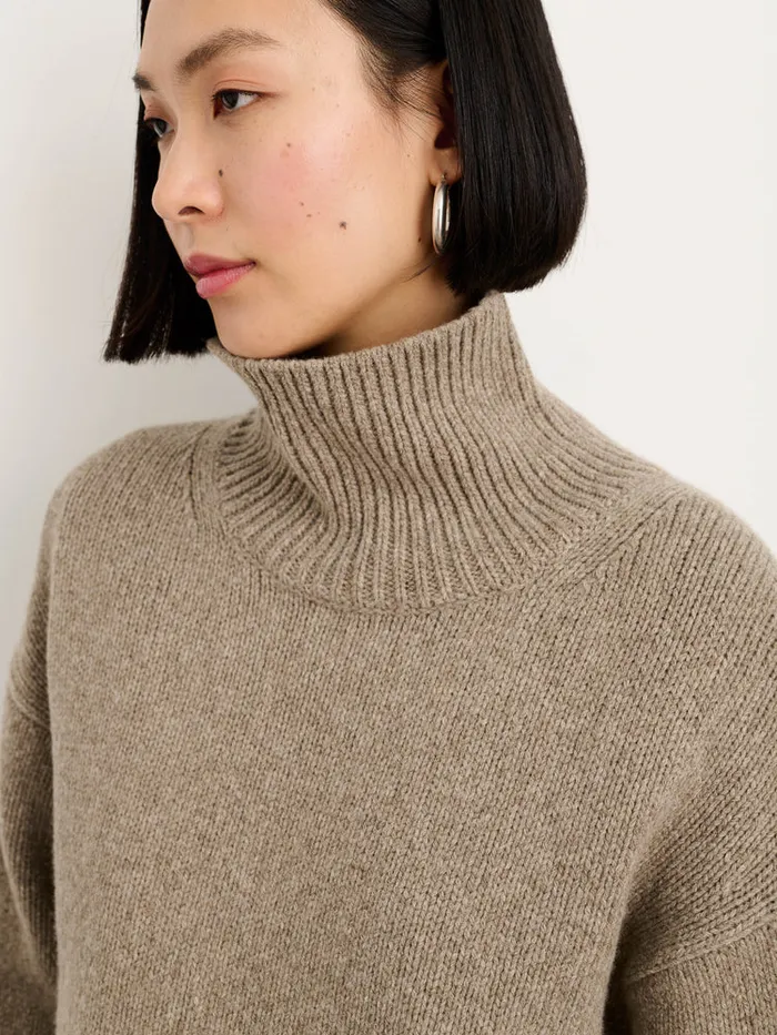 Women Alex Mill Sweaters Betty Turtleneck In Wool Walnut