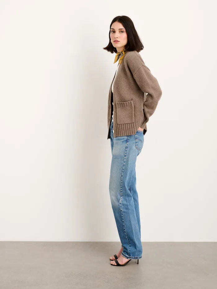 Women Alex Mill Sweaters Emma Cardigan In Lambswool Tiramisu
