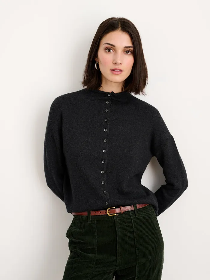 Women Alex Mill Sweaters Taylor Rollneck Cardigan In Cotton Cashmere Charcoal