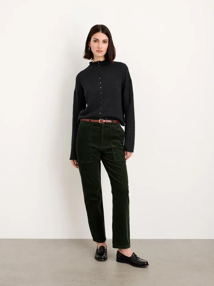 Women Alex Mill Sweaters Taylor Rollneck Cardigan In Cotton Cashmere Charcoal