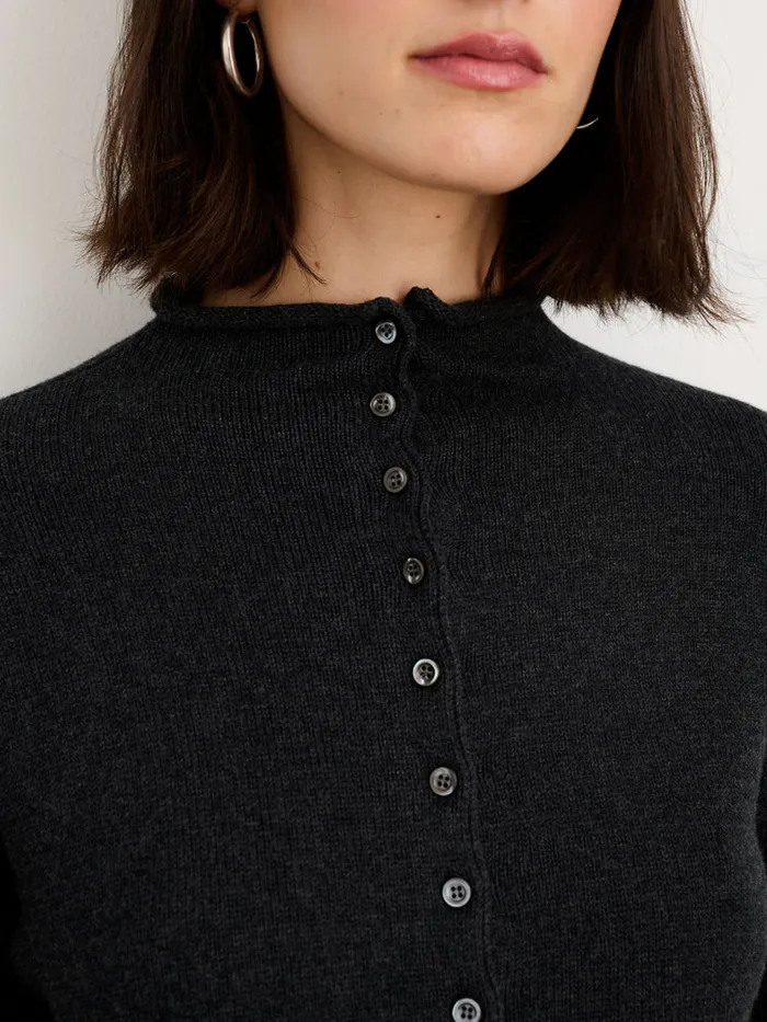 Women Alex Mill Sweaters Taylor Rollneck Cardigan In Cotton Cashmere Charcoal