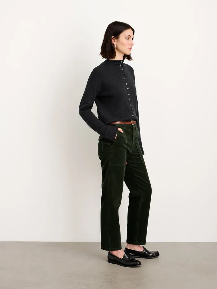 Women Alex Mill Sweaters Taylor Rollneck Cardigan In Cotton Cashmere Charcoal