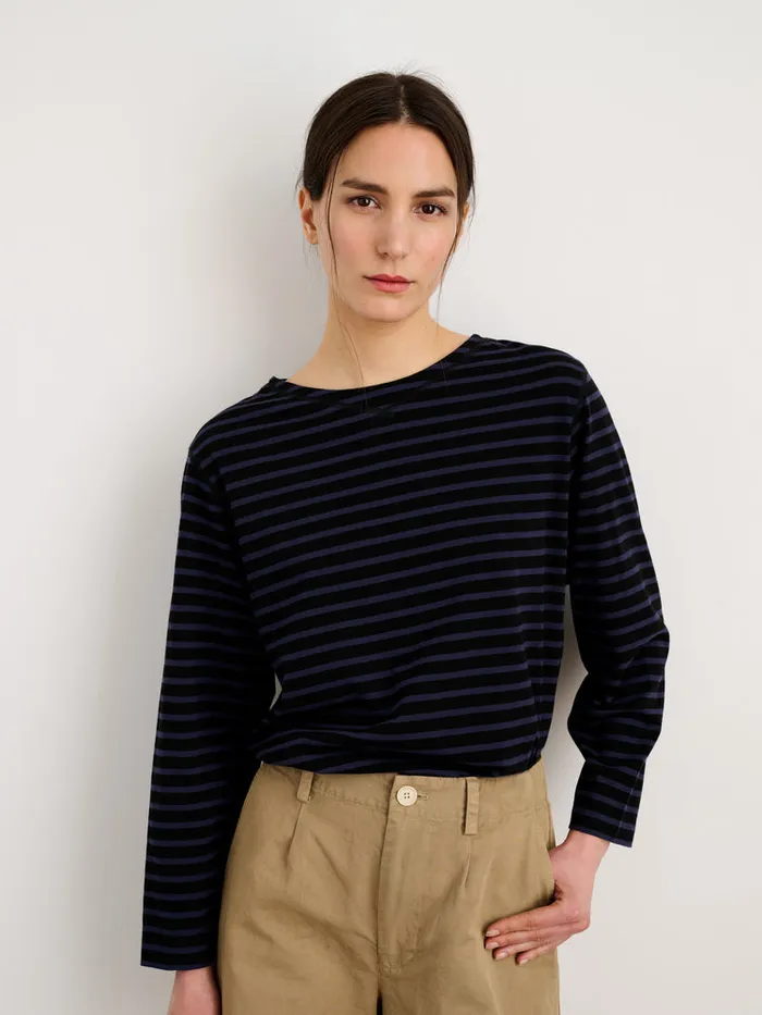 Women Alex Mill Tees Tanks Beachside Tee In Stripe Blackblue