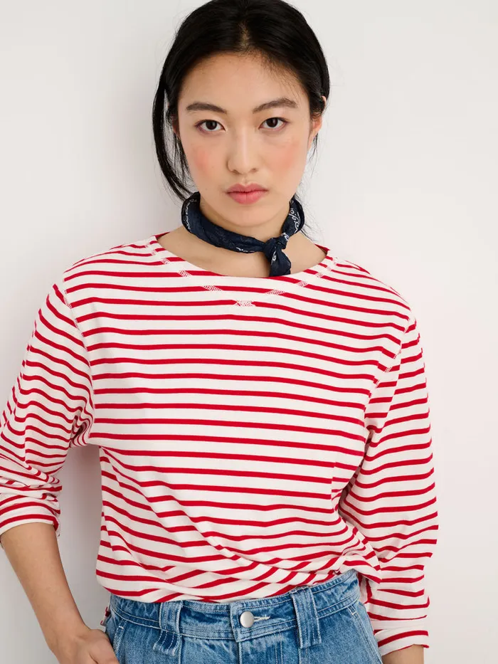 Women Alex Mill Tees Tanks Beachside Tee In Stripe Whitered