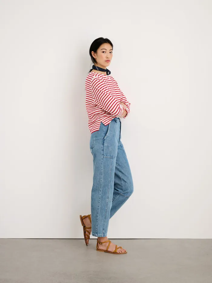 Women Alex Mill Tees Tanks Beachside Tee In Stripe Whitered