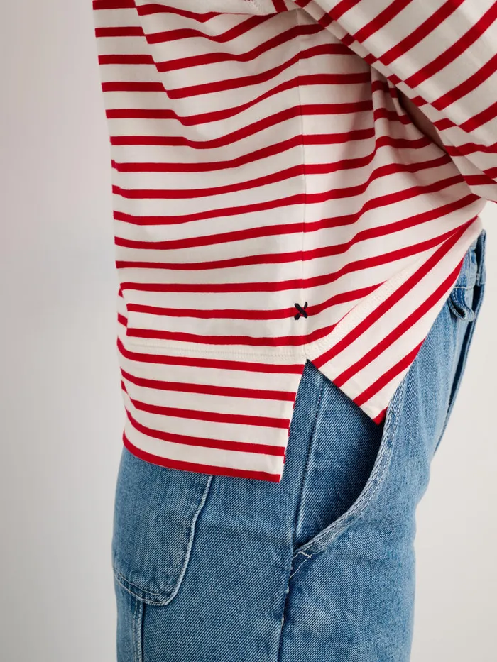 Women Alex Mill Tees Tanks Beachside Tee In Stripe Whitered